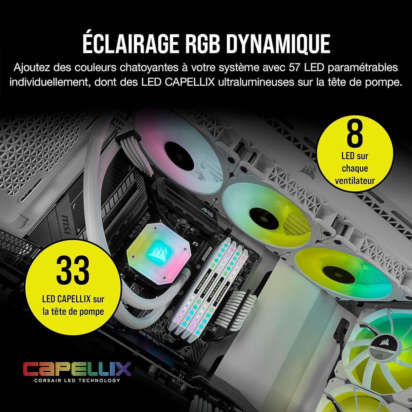 Icue H150I Elite Capellix Liquid CPU Cooler - White