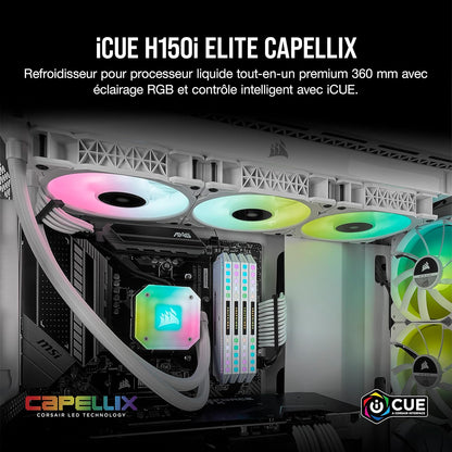 Icue H150I Elite Capellix Liquid CPU Cooler - White
